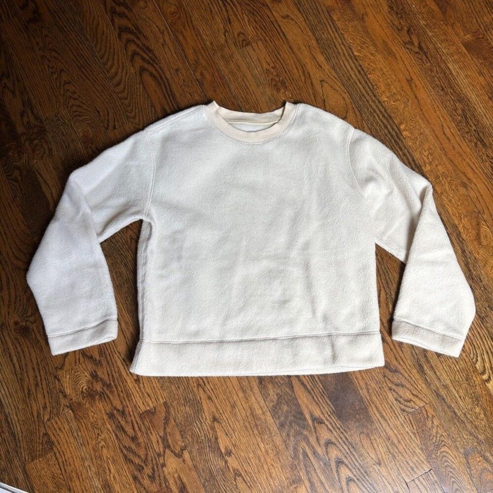 Everlane ReNew Fleece Oversized Crew Bone Cream Sweatshirt Recycled Small